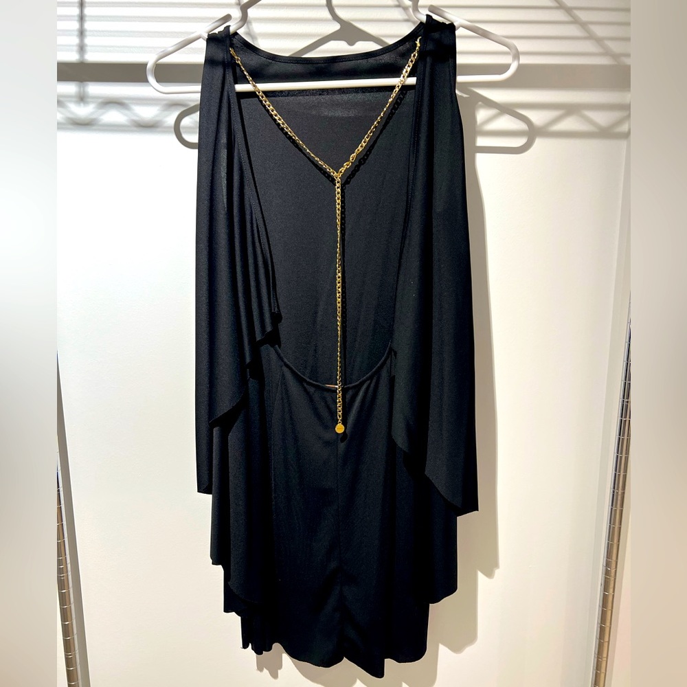 BCBG Party Dress: high neck + low back with a gold chain. *back pictured